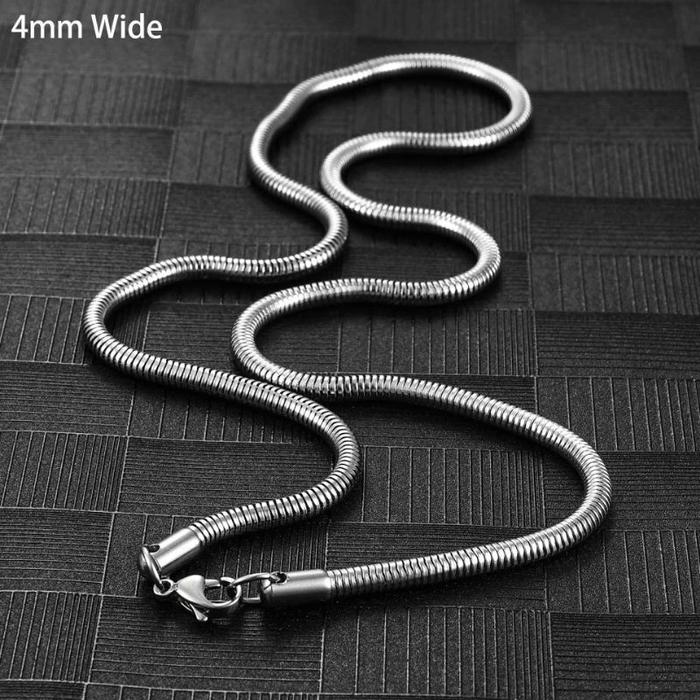 Kalung Titanium Model Bulat Besar 3mm 4mm Warna Silver Anti Karat Cocok Untuk Pria Dan Wanita Panjan