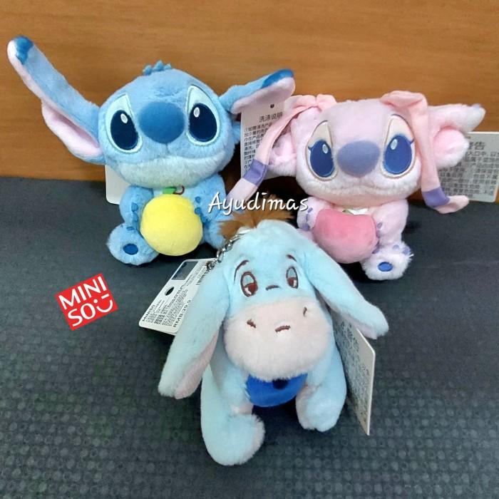 Disney Plush Doll Keychain - Gantungan kunci boneka - Stitch Pooh Eeyore Piglet Tiger  Mickey Minnie