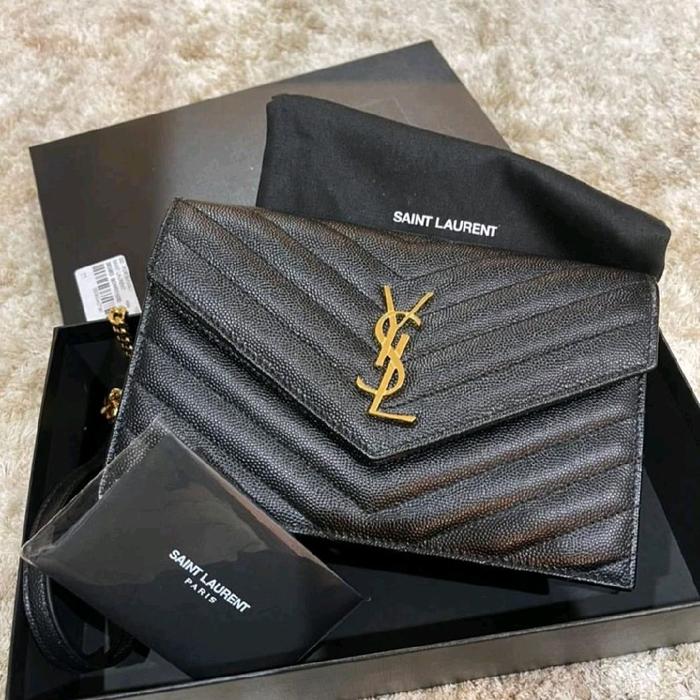 AUTHENTIC YSL WOC 22CM GRAINED BLACK GHW PRELOVED