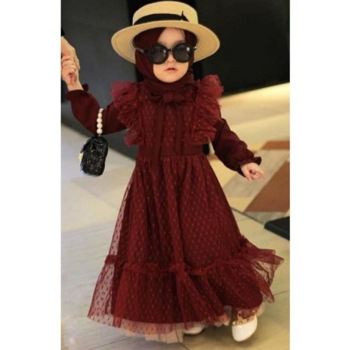 POTONGAN HARGA TERBARU GAMIS ANAK TILE DOT KOMBI WOLFIS TERMURAH GAMIS ANAK PEREMPUAN DSK4