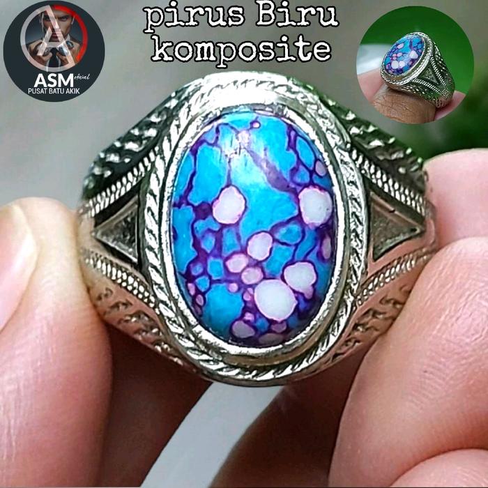 Cincin pirus biru komposite / cincin batu akik pirus Biru harian