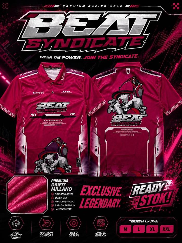 Jersey Racing Polo Beat Syndicate  Premium Dryfit – Kaos Komunitas Motor Custom Full Print