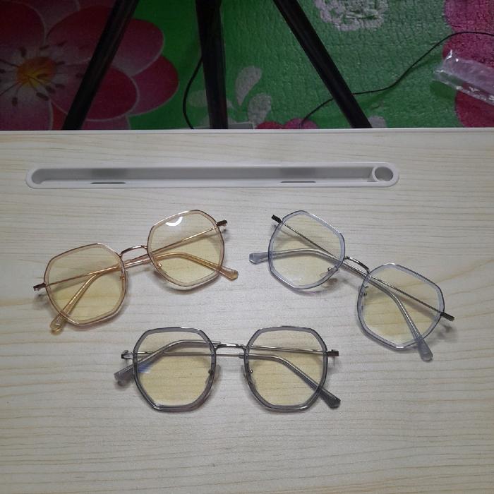 frame kobinasi plastik besi biru bening caramel bening abu bening