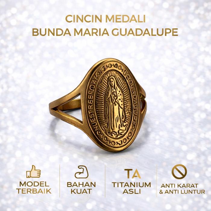 Cincin Bunda Maria Guadalupe Asli Anti Karat | Rohani Katolik