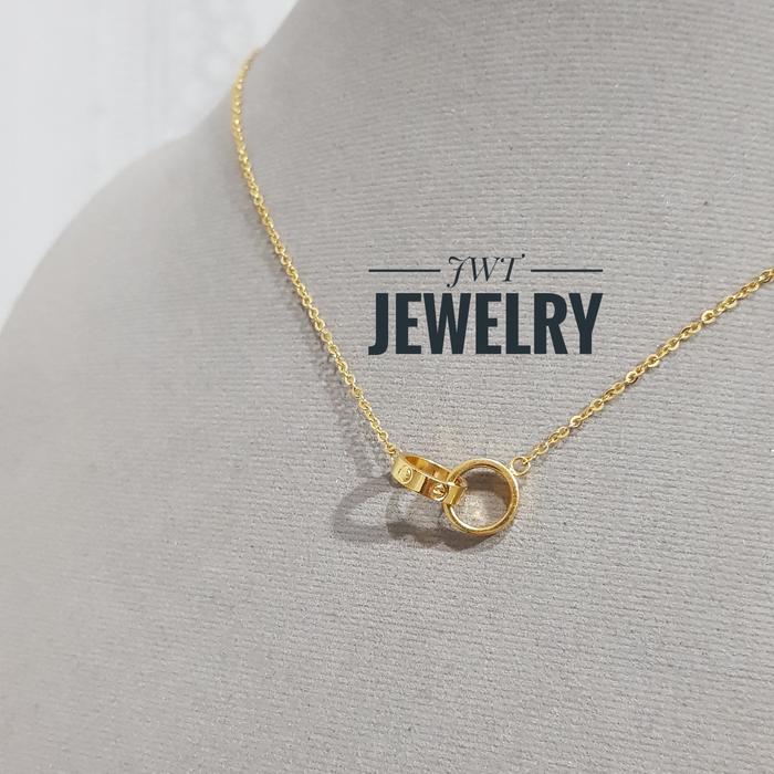 KALUNG KOYE EMAS KUNING INTERLOCK RING CART KADAR 24K 24 KARAT FASHION
