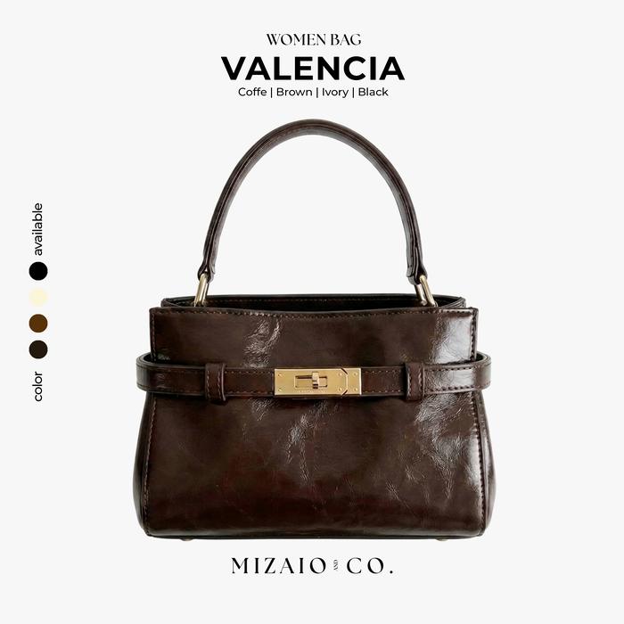 MIZAIO & CO Valencia Tas Tangan Wanita Kulit Asli Import Kelly Bag Mini Turn Lock Elegan Kondangan K