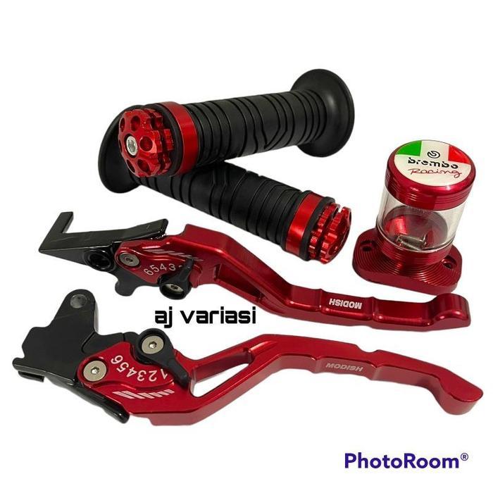 paket 3in1 handle rem + handgrip jalu Ring + tutup tabung minyak rem / beat karbu beat fi beat pop b