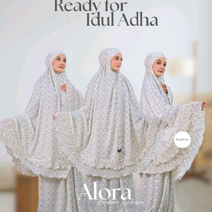 MUKENA ALORA ROYAL IVORY QUAIL HIJAB  Mukenah Motif