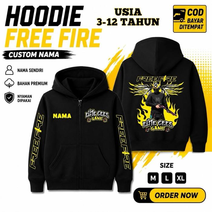 Jaket Zipper Anak Skin Karakter Game Free Fire Terbaru Fashion Kekinian Terbaru Usia 4-12 Tahun Jake
