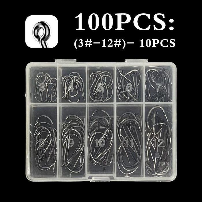 1000 Pcs Kail Pancing Baja Karbon Tinggi Dengan Tali Pengait Aneka Ukuran Super Tajam Tahan Lama Set