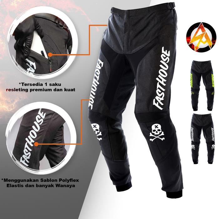 Pants pakaian celana motor trail motocross motorcross cross trabas adventure enduro Hitam baju jerse