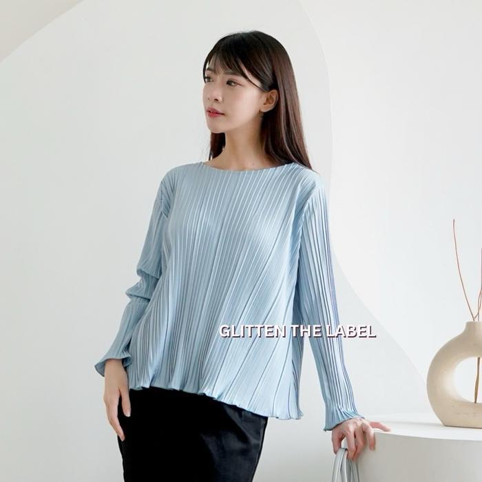 GLITTEN THE LABEL - Atasan Plisket BB Wavy Lengan Panjang / Top Plisket Lengan Panjang / Top Plisket