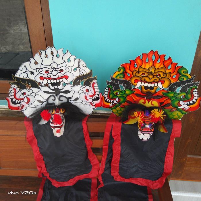 Mainan tradisional caplokan devil casper kayu kecil usia 2-4 tahun kain panjang barongan jaranan kud