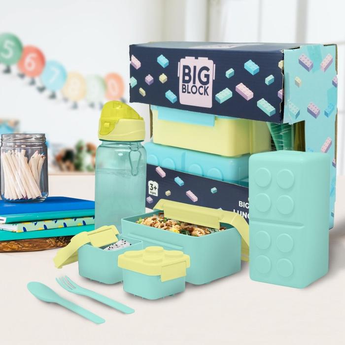 Technoplast Slk035 Big Block Lunch Box Set  Celengan  Saving Box Tas Kotak Tempat Makan Anak Bentuk 