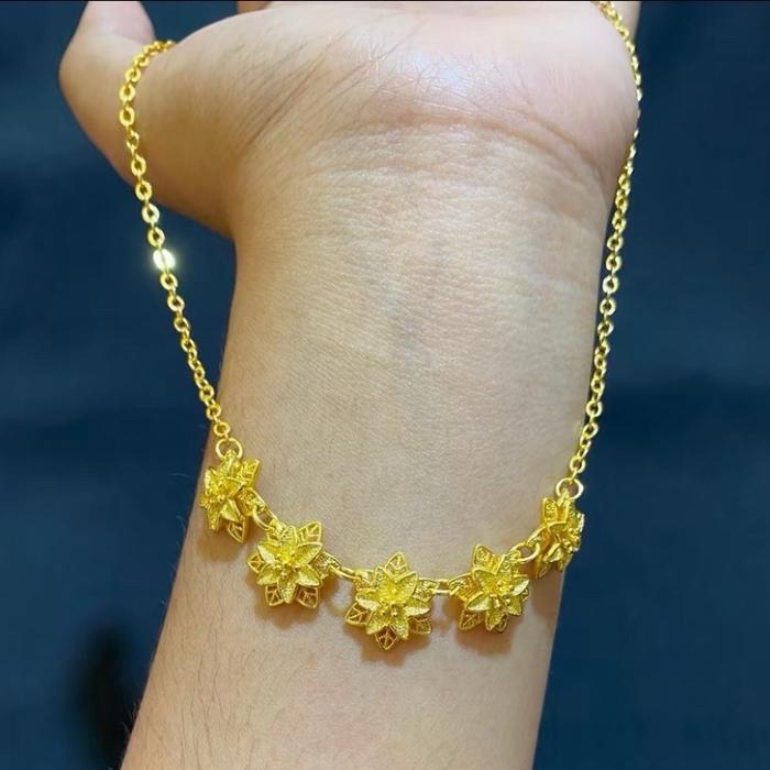 Set kalung Kendari bunga 5 replika emas asli