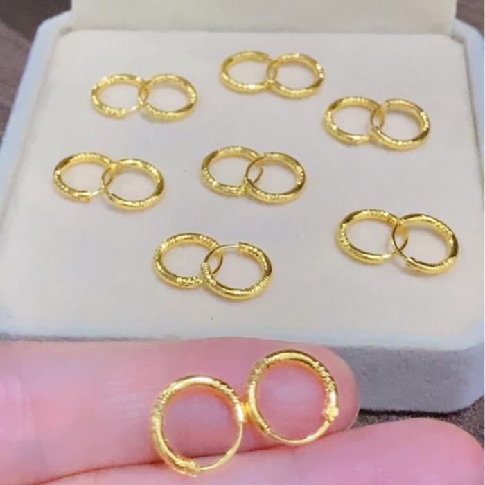 HOKKI PERHIASAN Anting Gipsy Anak dan Bayi Motif Corak Pasir Mewah Model Simpel Xuping 0-5 Tahun Kua