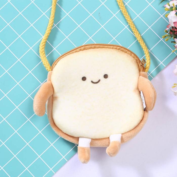Wanita Kartun Lucu Tas Selempang Roti Panggang Roti Koin Mewah Dompet