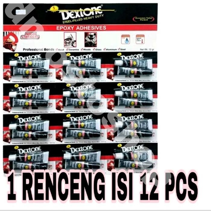 12PCS(1PAPAN) lem dextone 5 MENIT 1 renceng 12 pcs lem besi lem beton dextone lem serbaguna dextone
