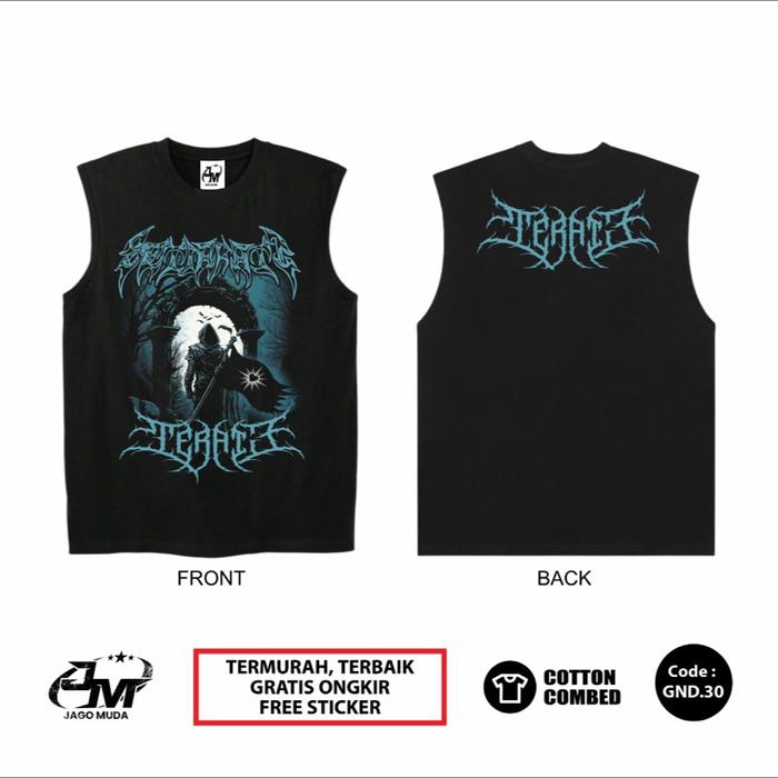 JAGOMUDA TERATE Kaos SH Lekbong Tanpa Lengan Desain Metal Terbaru Original Cotton Combed  Size M-XXL