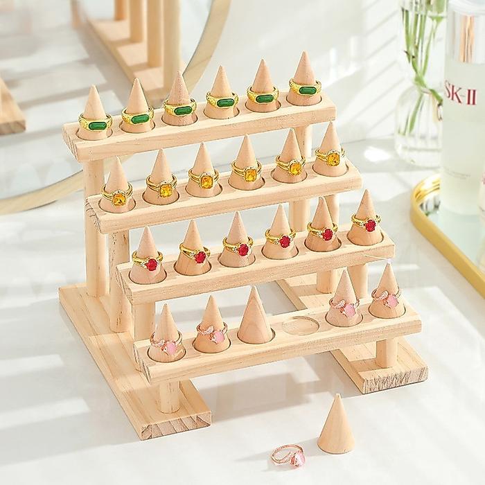 Aineed | Display Kayu Bertingkat Cincin Perhiasan - Display Cincin - Rak Display Cincin Display Kayu
