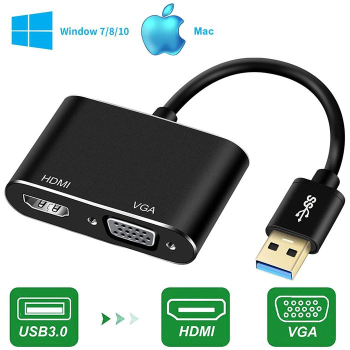 Navceker USB 3.0 to HDMI VGA Adapter HD 1080P Multi-Display 2 in1 USB
