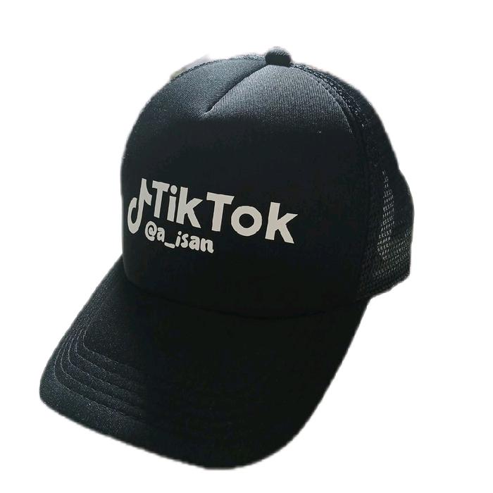 Mimomerch Topi trucker hat custom nama akun tiktok