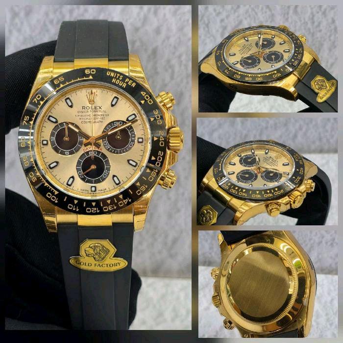 Jam Tangan lRolex Daytona Pikacu 4130 Swiss Automatic Clean Factory 40mm Gold Dial