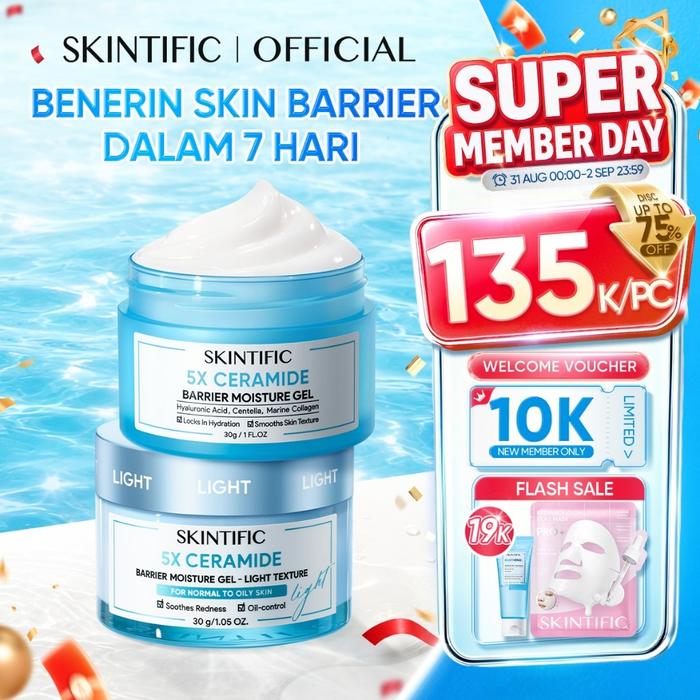 SKINTIFIC - 5X Ceramide Barrier Moisturizer Wajah/Badan Krim - Untuk Kulit Berjerawat/Kering/Sensiti
