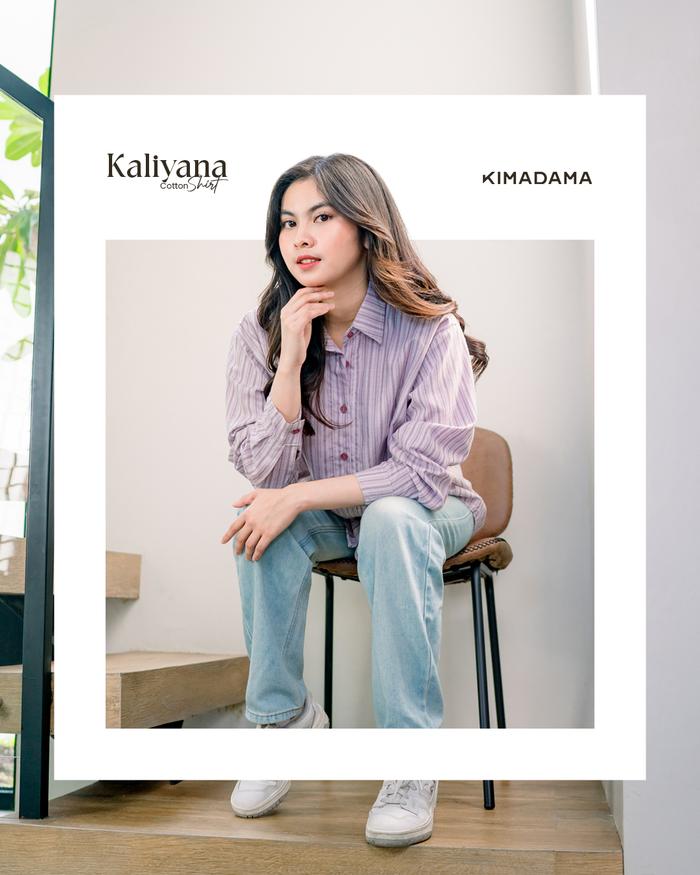 KIMADAMA Kaliyana Cotton Shirt | Kemeja Oversize Wanita Bahan Katun Tidak Menerawang | Atasan Stripe