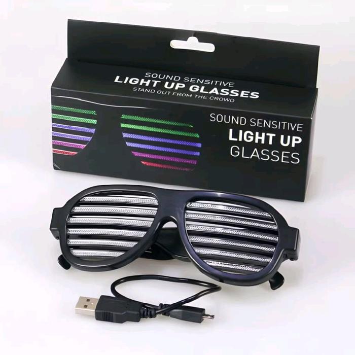 kacamata salur lampu LED warna sensor suara