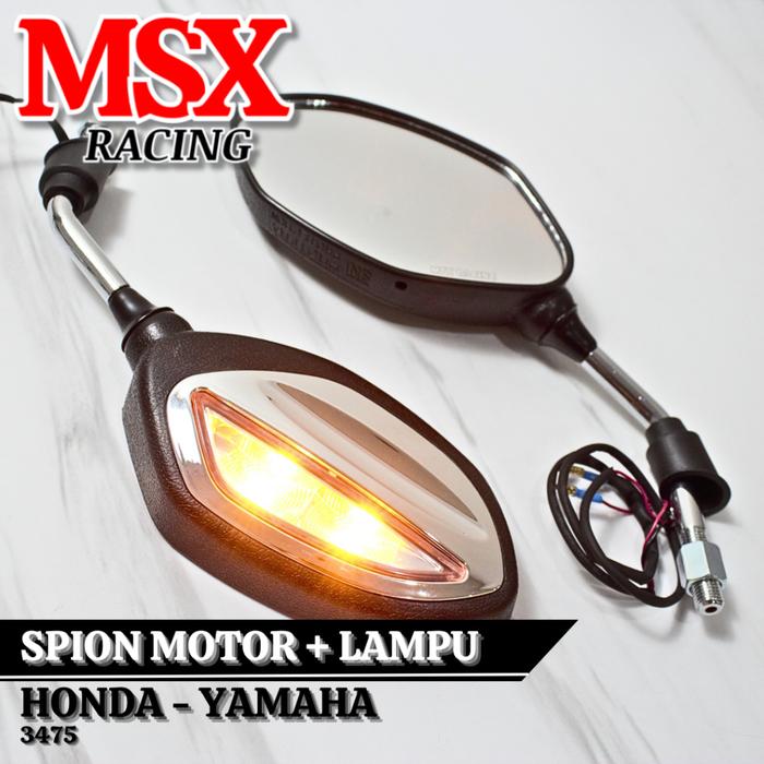 Spion Lampu Sen Running Sein Chrome Silver Model Beat Bisa H Y Universal Spion + Lampu Sen MSX Spion