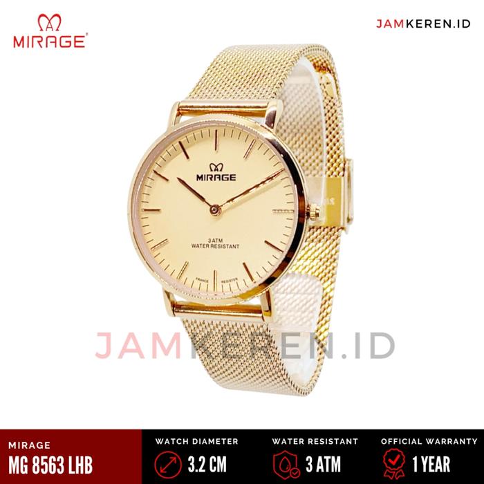 BARU JAMKEREN Mirage 8563L Original Jam Tangan Wanita Tali Rantai Pasir Fashion Garansi Resmi Anti A