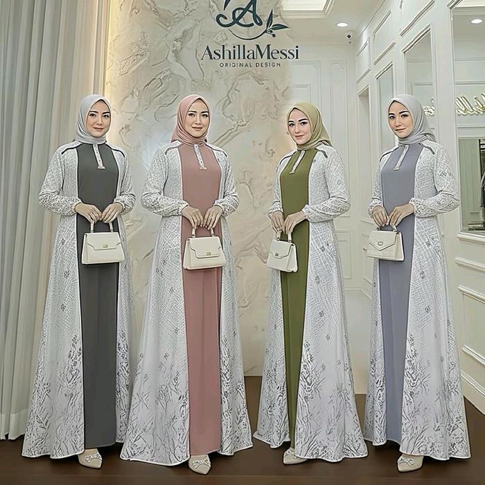 Ashilla Messi KAYRA GAMIS ABAYA PREMIUM Desain Original dengan Pilihan Warna Elegan dan Detail Bordi
