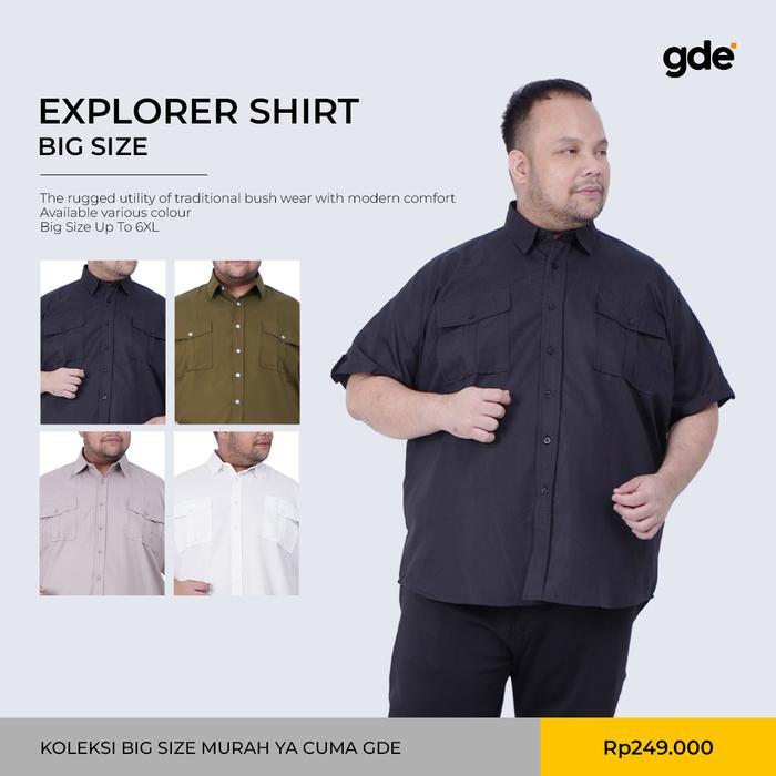 Kemeja Casual Safari Bush Khaki Bigsize Jumbo Pria Ukuran XL XXL