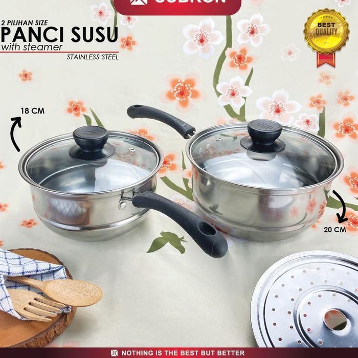 Panci Susu stainless Milk Pot Steamer Kukus SUBRON / Panci Susu + Sarangan / Panci Susu With Steame