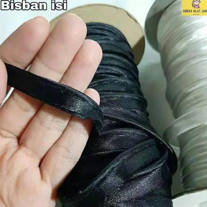 COD 1 Roll Bisban Isi Bahan Satin - Bis Isi - Lis Baju Putih & Hitam