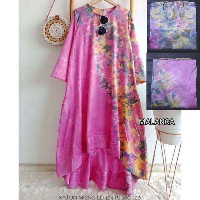 Tunik Jumputan Palembang Fashion Wanita Modern Warna Lilac Katun Motif Muslim Nyaman Terbaru !!!