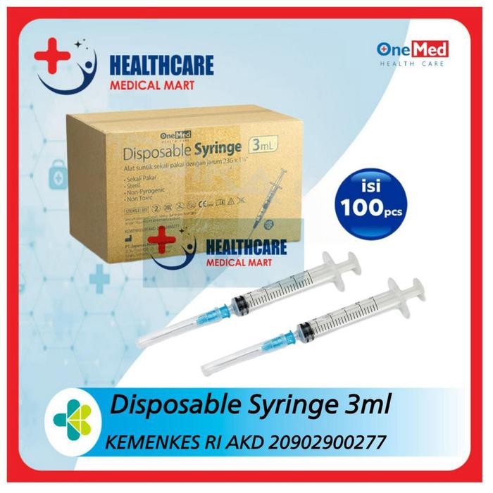Onemed Spuit 3cc suntikan onemed syringe 3cc spuit 1cc 5 cc perbox isi 100pcs