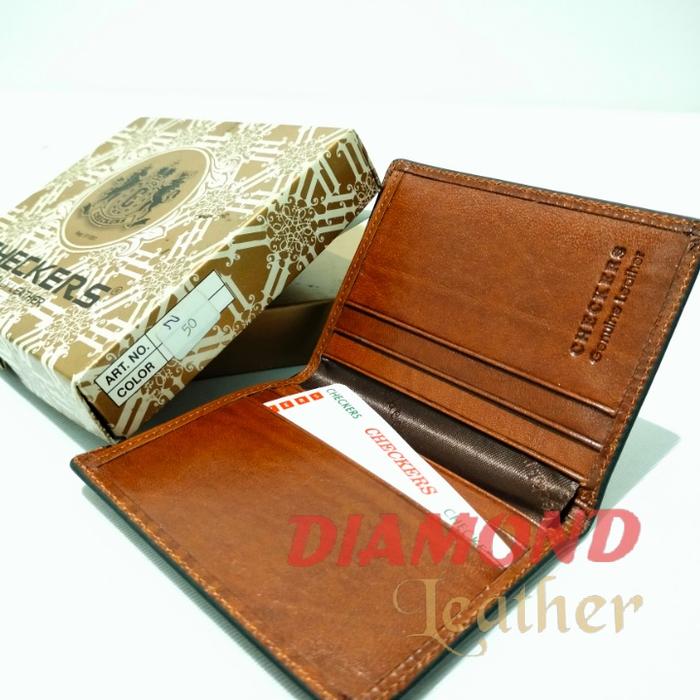 Checkers Dompet Kulit Pria Coklat Asli CK 50