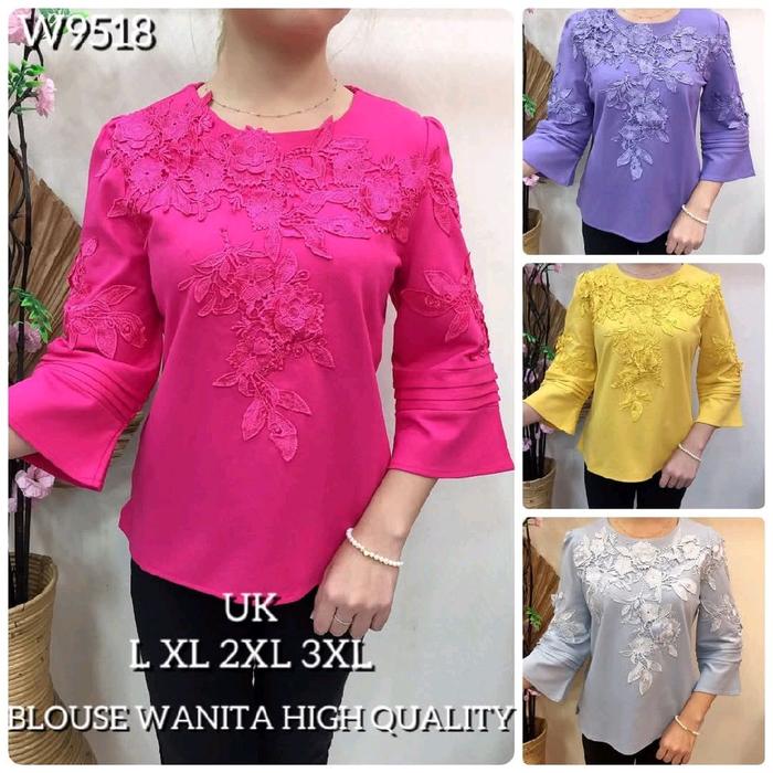 Benica Atasan Wanita Cantik Formal & Casual Panjang Hitam W9518 BLOUSE MOSCOW Nyaman Adem dengan Kom
