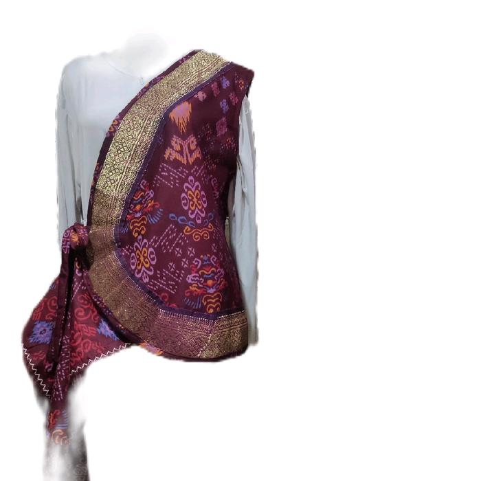 Rompi Outer Kain Songket Asli Palembang Warna Merah Maron untuk Wanita - Casual, Kamisol, Katun, Pan