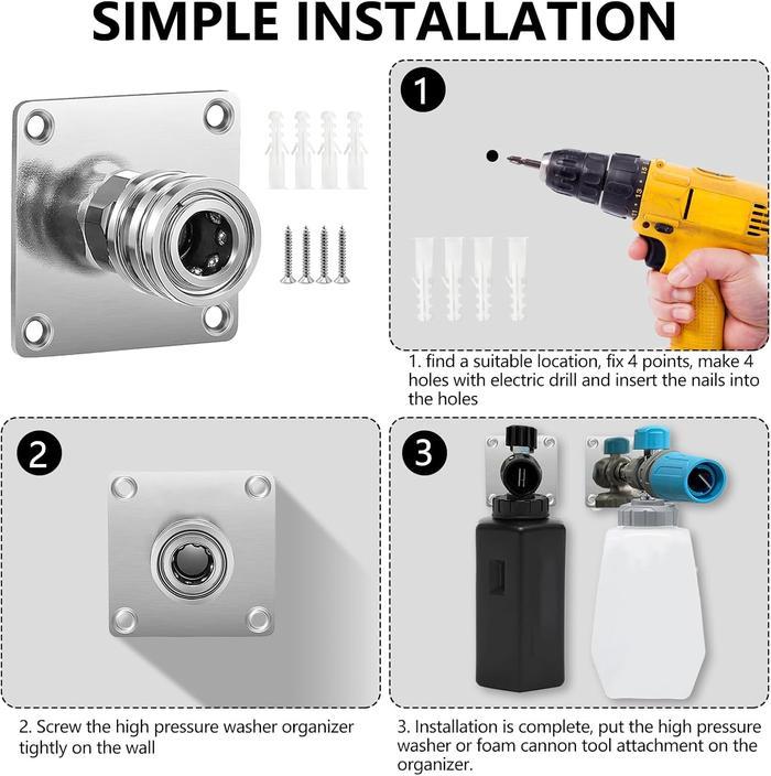 Pressure Washer Foam Cannon Holder Pressure Washer Nozzle Tip Holder 1/4" Quick Connect Foam Cannon 