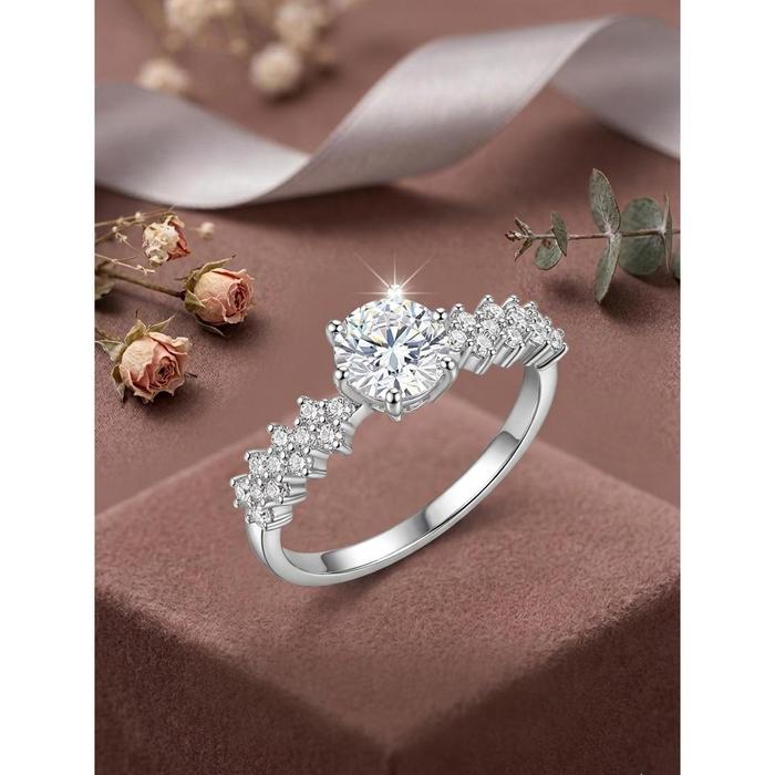 Cincin Perak S925 Enchanted Floral Solitaire Ring