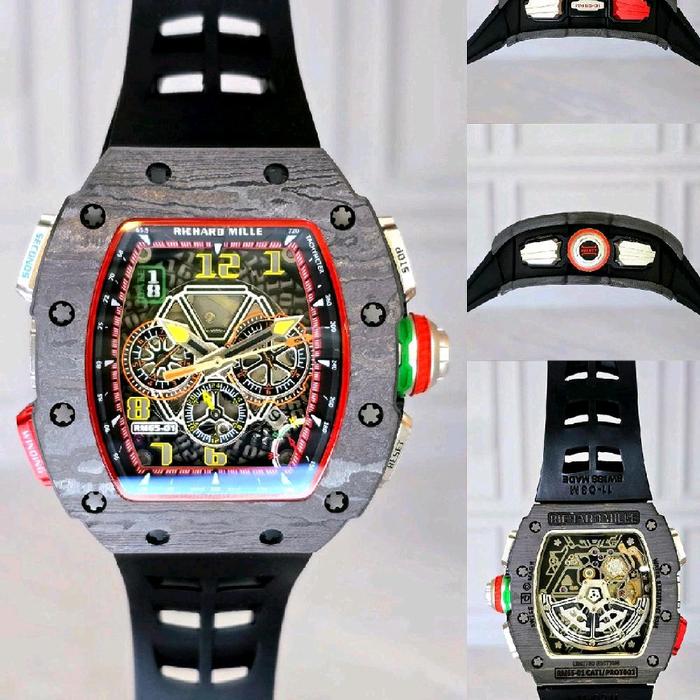 JAM TANGAN PRIA thRichard*mille RM65-01 NTPT CARBON CLONE 44mmx51mm SWISS FULLSET