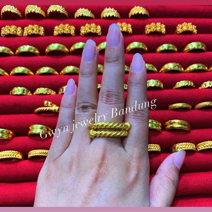 Cincin lilit tambang replika emas LM