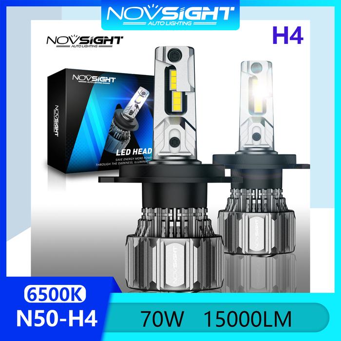 Novsight N50 6500K Lampu Mobil LED Super Terang 9003 HB2 H4 Lampu