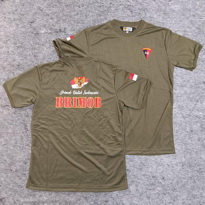 Kaos Hijau Jatah Brimob Bahan Jersey / Kaos Hijau Brimob / Kaos Brimob Hijau
