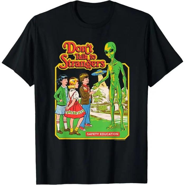 Lengan Pendek Kapas Steven Rhodes Jangan Bicara Dengan Orang Asing Alien Retro Gelap Humor T-Shirt U