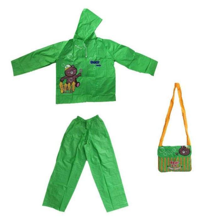 Jas Hujan Anak Paud TK SD Kecil Jaket Celana Big Bear Kids Lucu Saingan Kido PVC Waterproof II downj