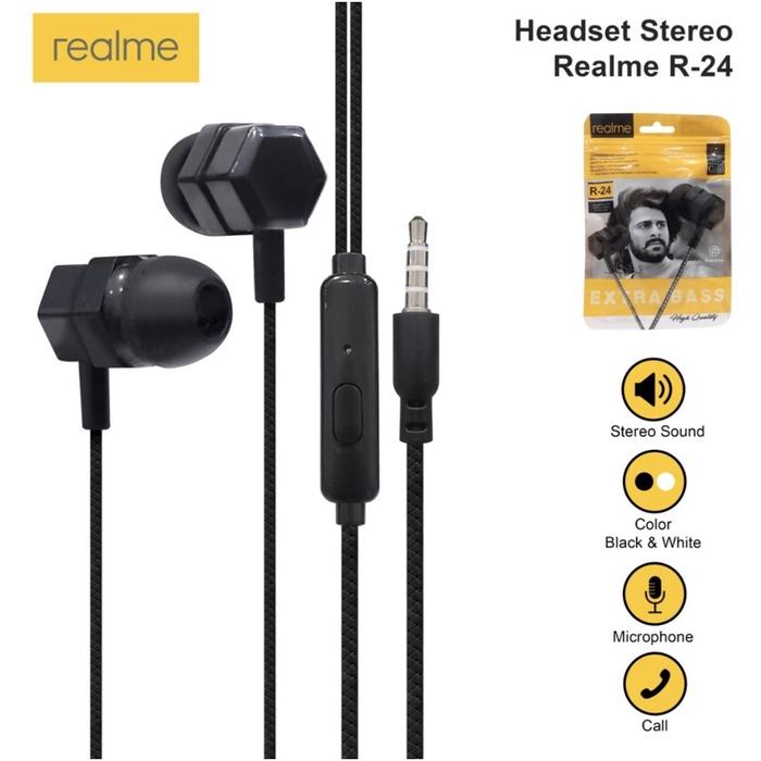 Headset Realme R24 Hf R-24 Pure Bass Extra Bass Buds Packing Plastik C11 C12 Handfree Kabel